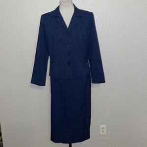 Sag Harbor Blue 3-Piece Women’s Skirt/Pant Suit 10 Petite